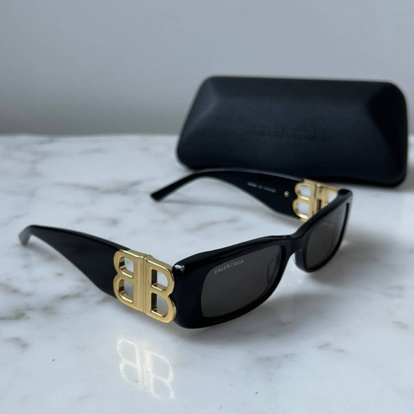 balenciaga sunglasses gold b